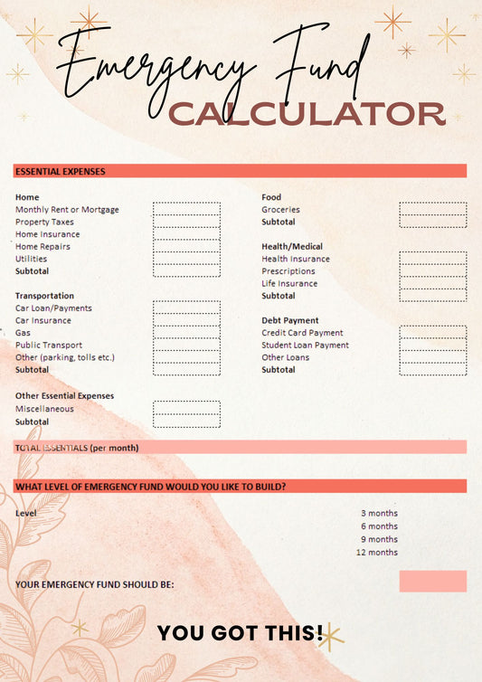 Free Emergency Fund Calculator – Plan 1, 3, 6, 9 & 12 Months of Savings